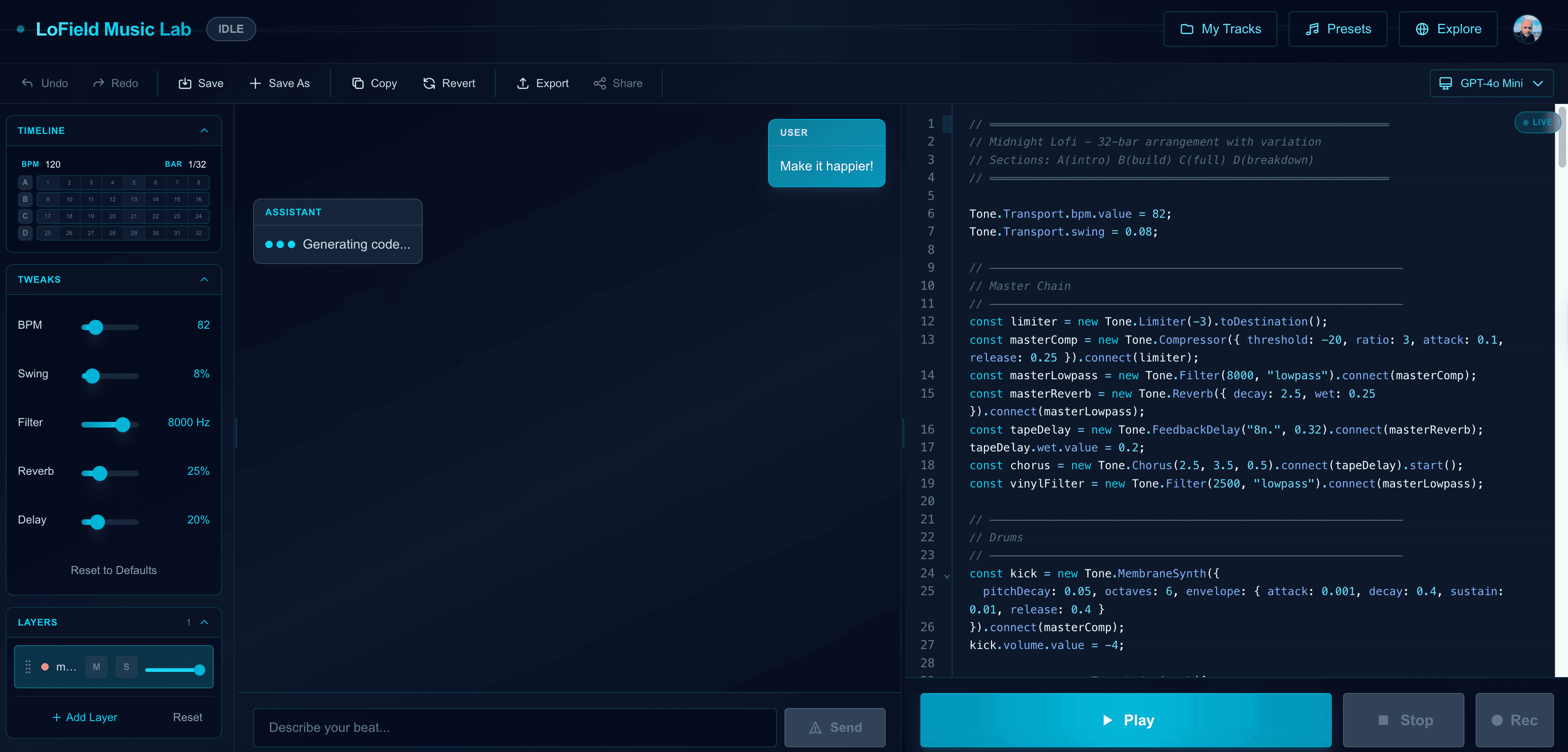 LoField Music Lab Studio Interface